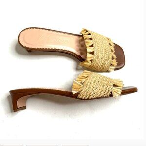 J. Crew Kitten-heel Sandals with Raffia Fringe New W/O Box Made in Italy